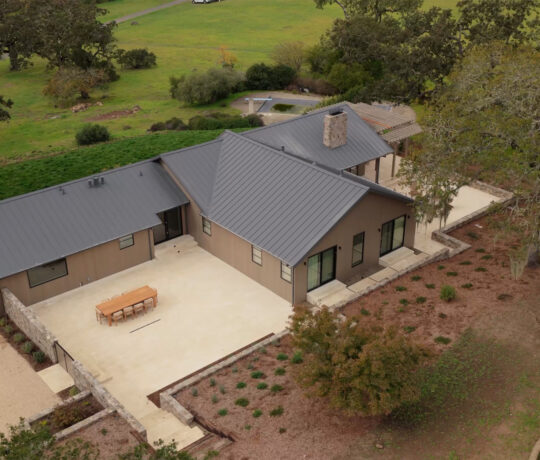 Aerial photo of a finished home